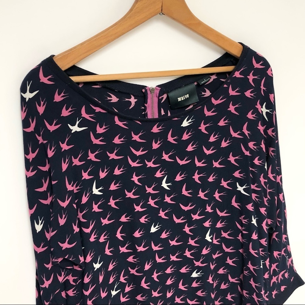 Anthropologie Maeve Bird Novelty Top Sz 2 - Picture 5 of 12